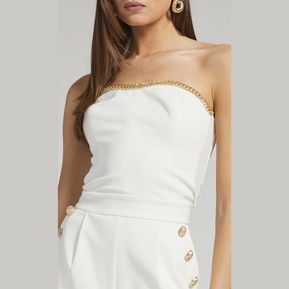 NEW Generation Love Size 6, Women's Sophia Crepe Bustier Romper - White - Picture 3 of 5